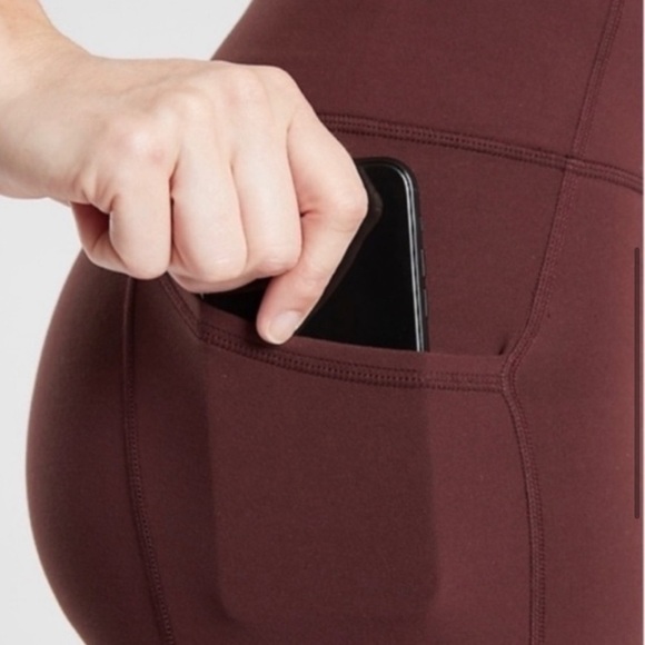 Athleta Maroon Inclination Moto Leggings side pockets Red Small - Picture 4 of 11